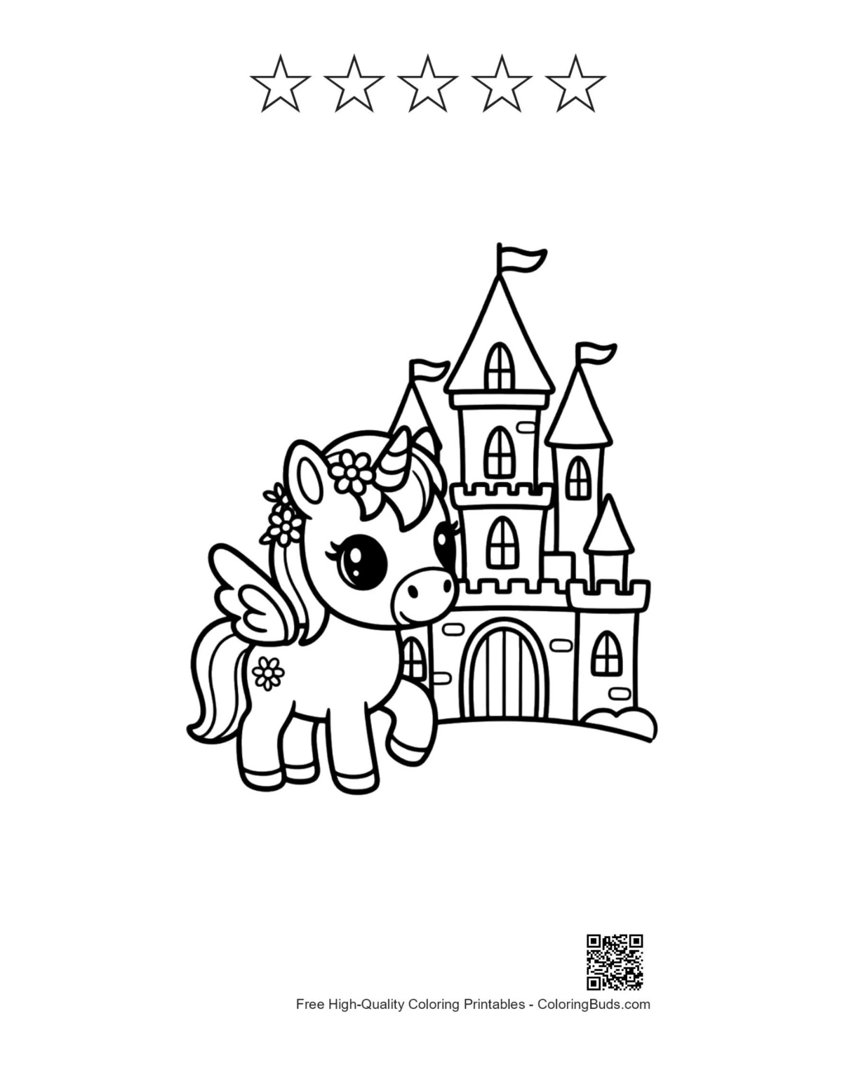 Little pony fairytale printable with 5 star outline