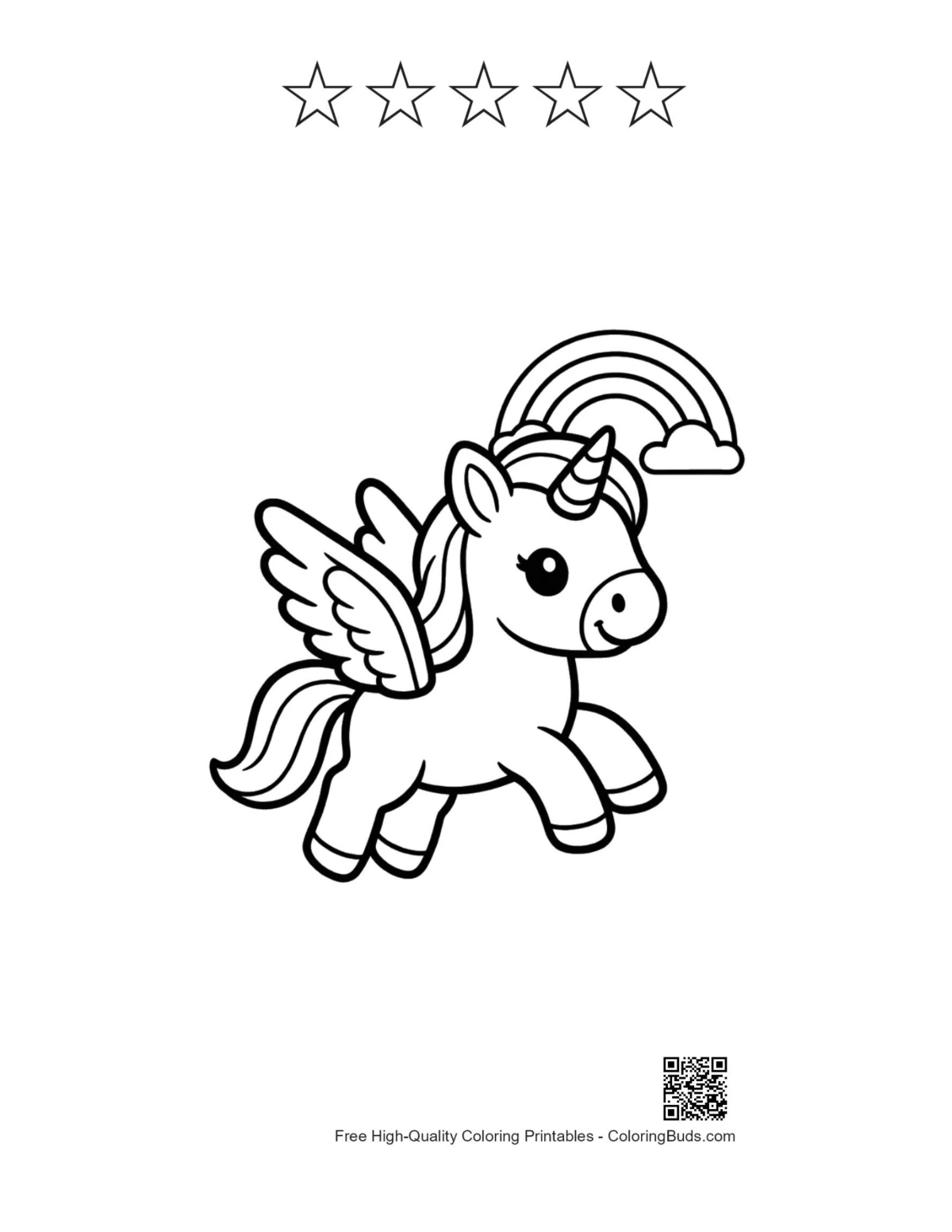 Little pony rainbow printable with star outlines