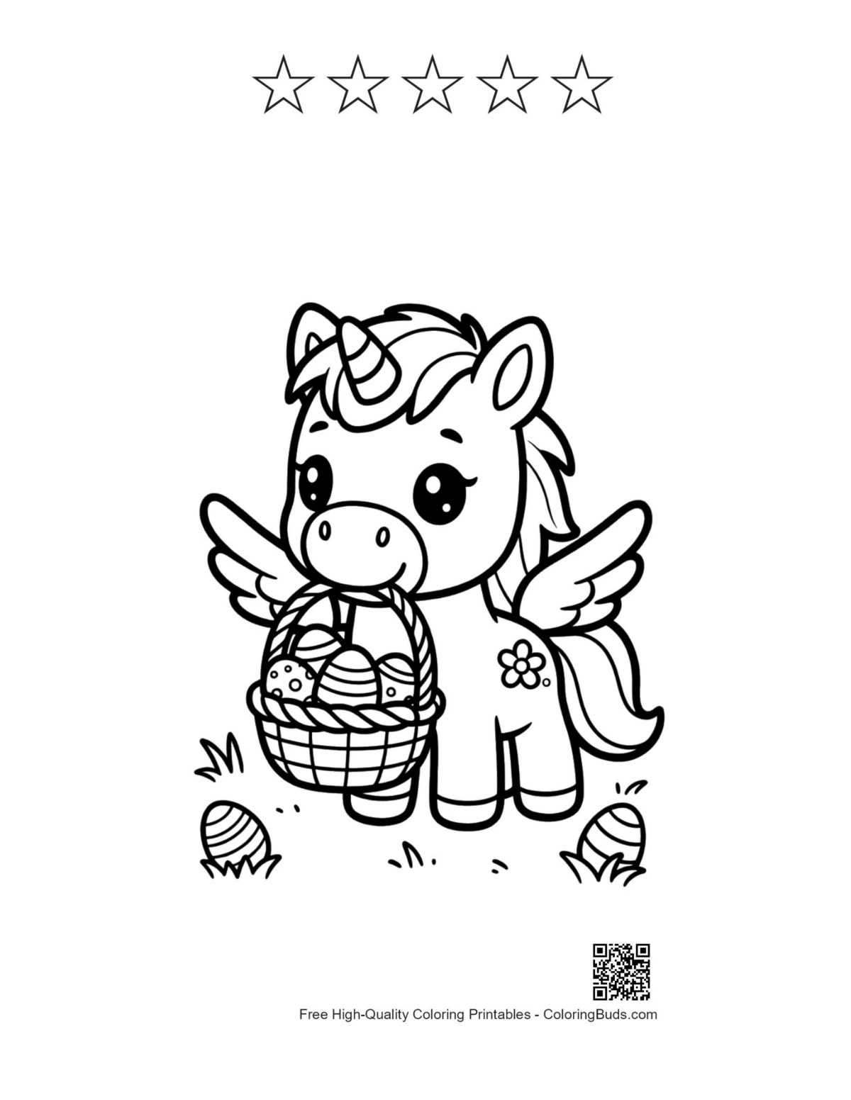 Pony printable with 5 star outlines