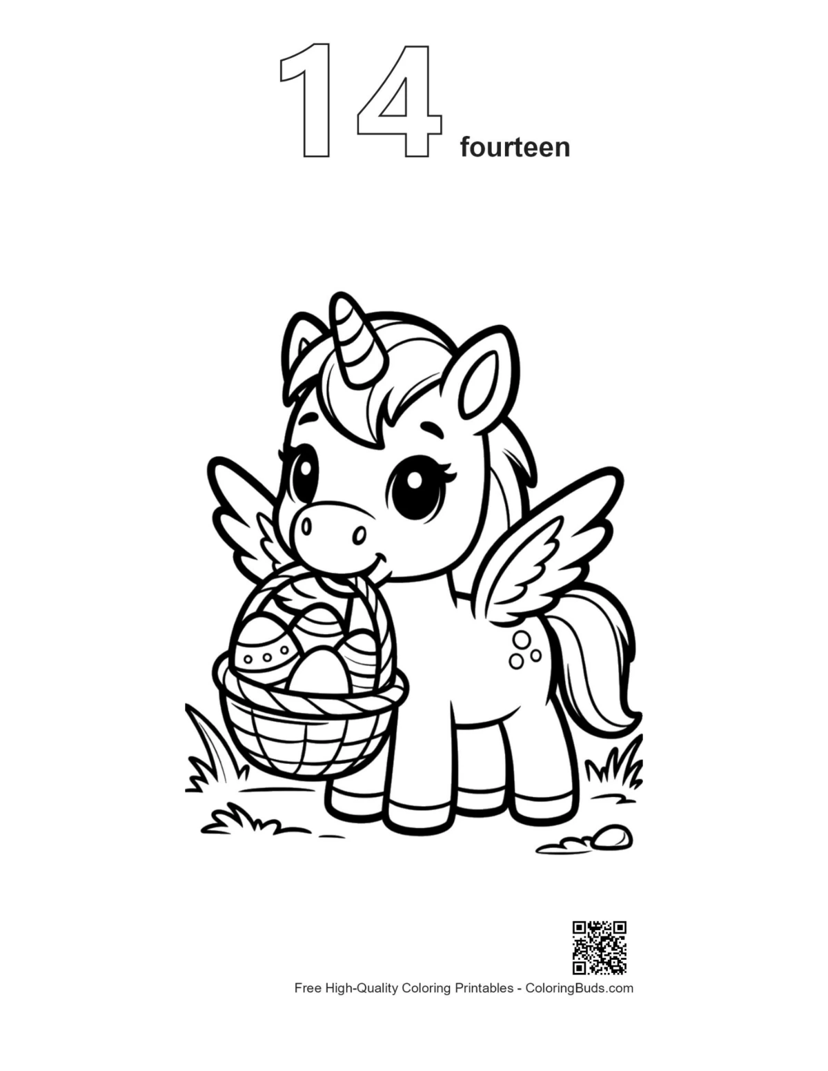 Pony coloring sheet printable number 14 outline
