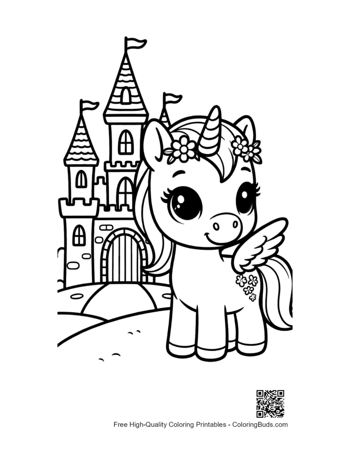 Cute pony printable coloring page for kids