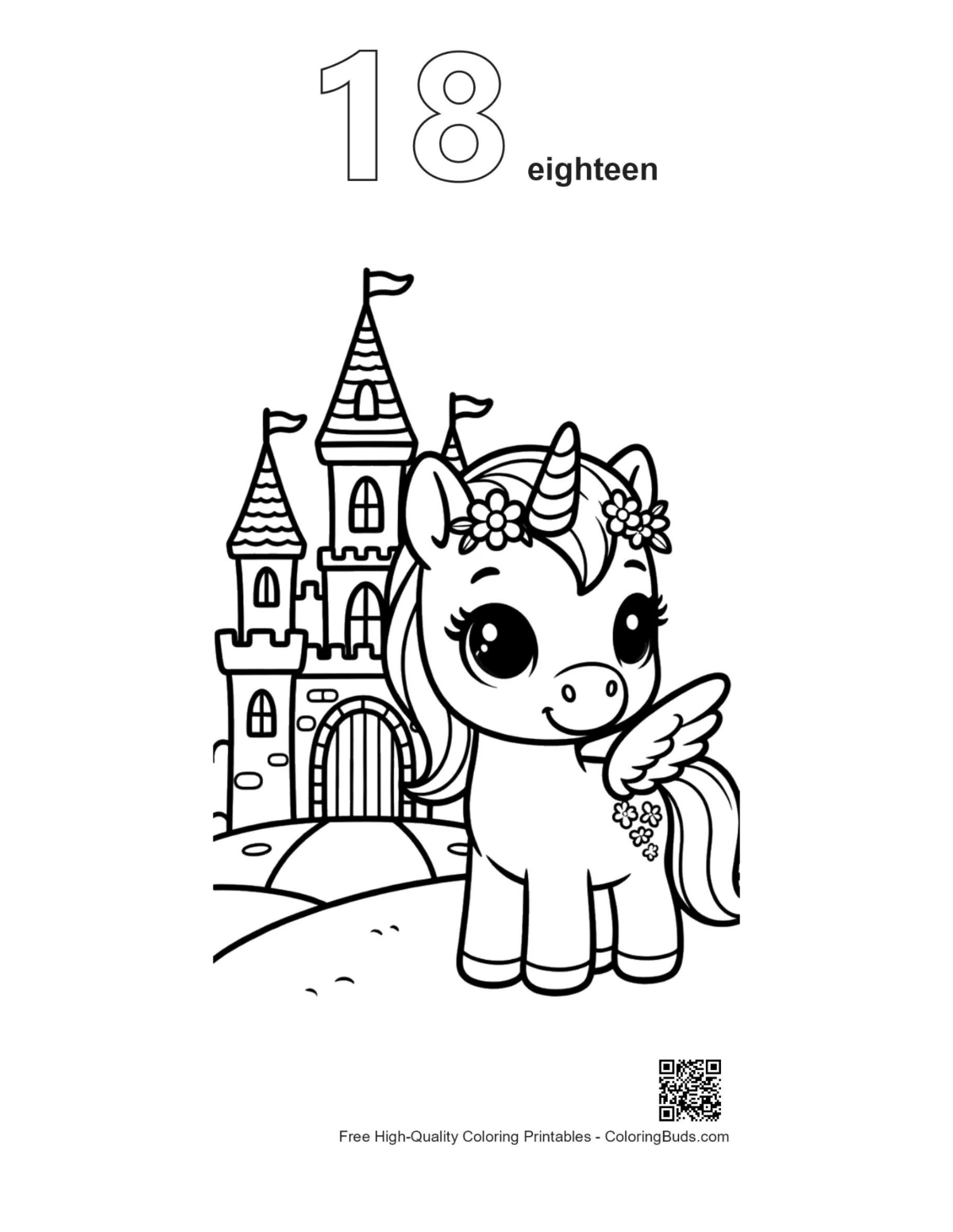 Numbered pony printable outline coloring page number 18