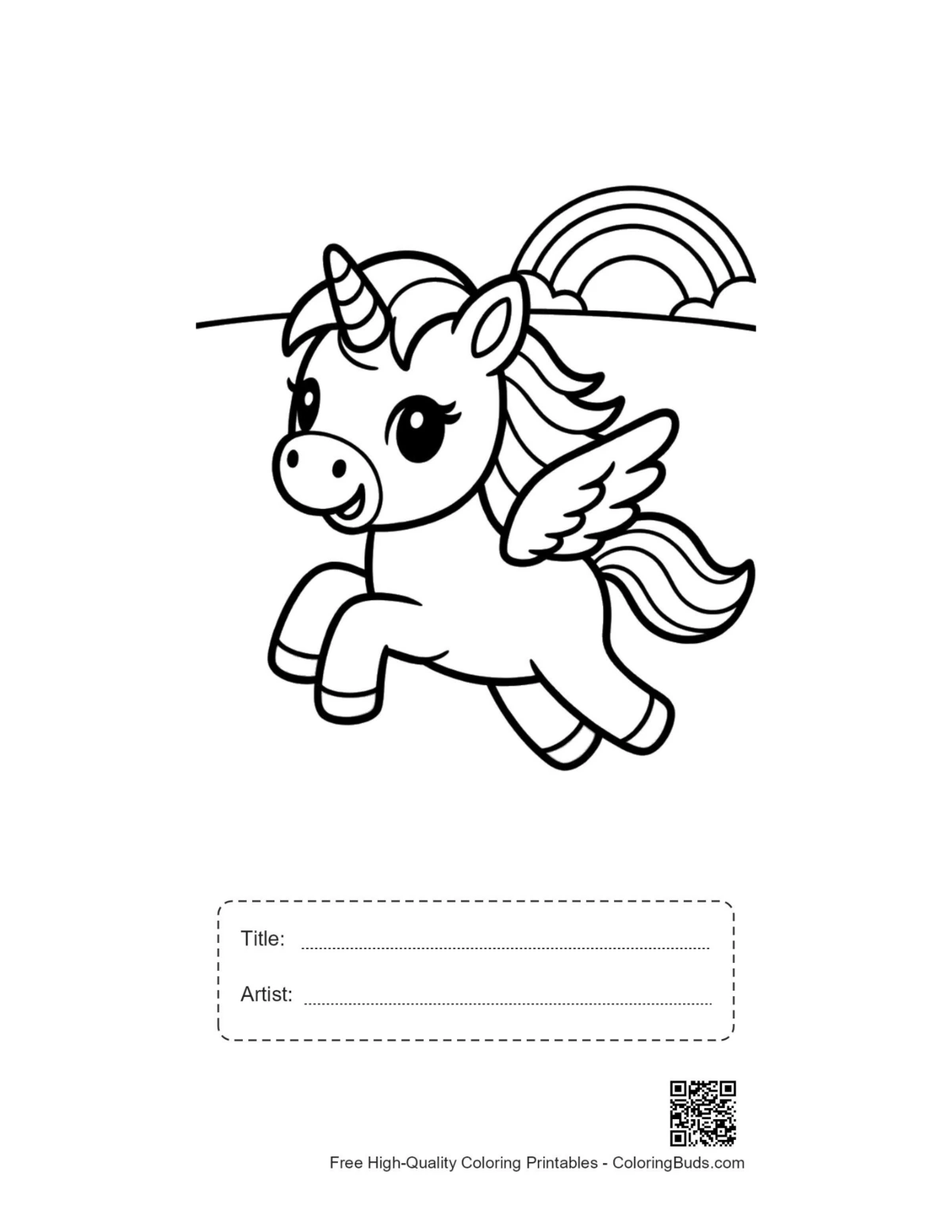 Pretty pony clouds rainbow printable title artist box