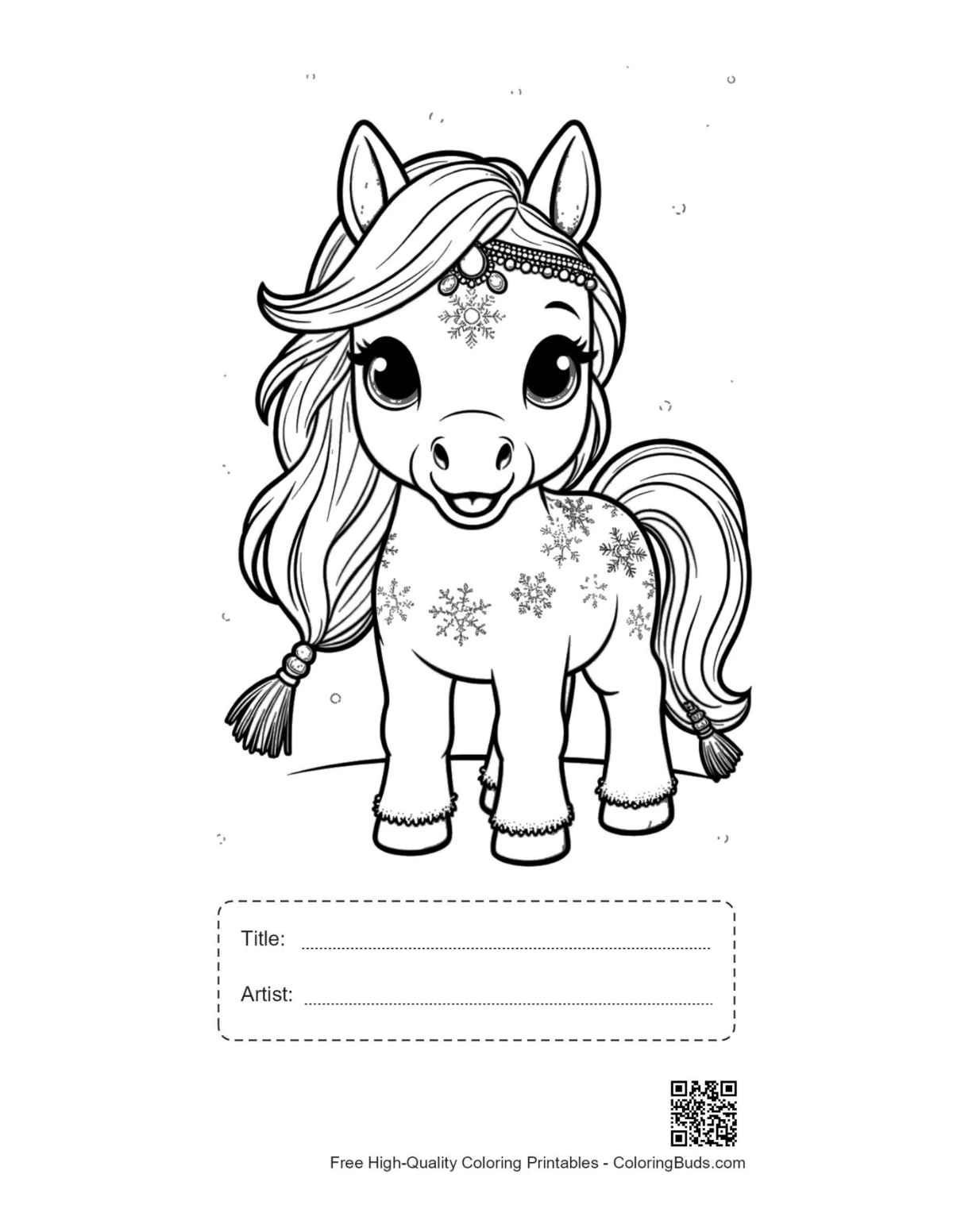 Beautiful pony flowers printable with title artist box