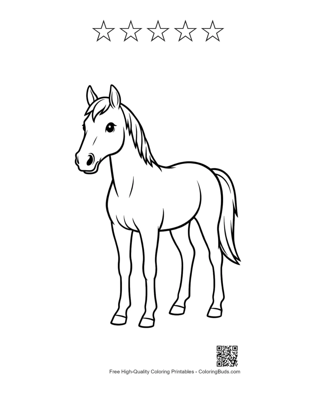 Racehorse printable with 5 star outlines