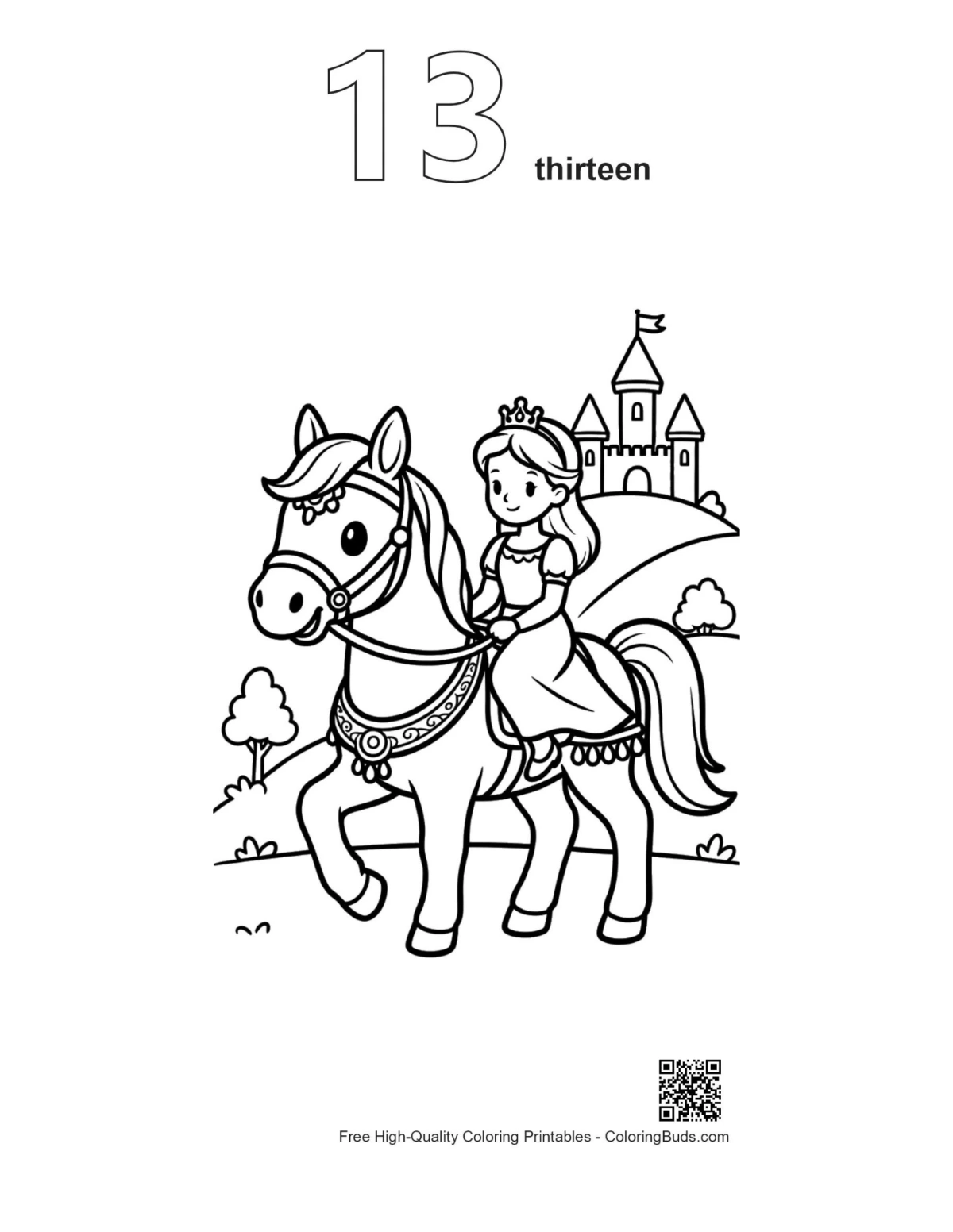 Cute race horse coloring page outline number 13