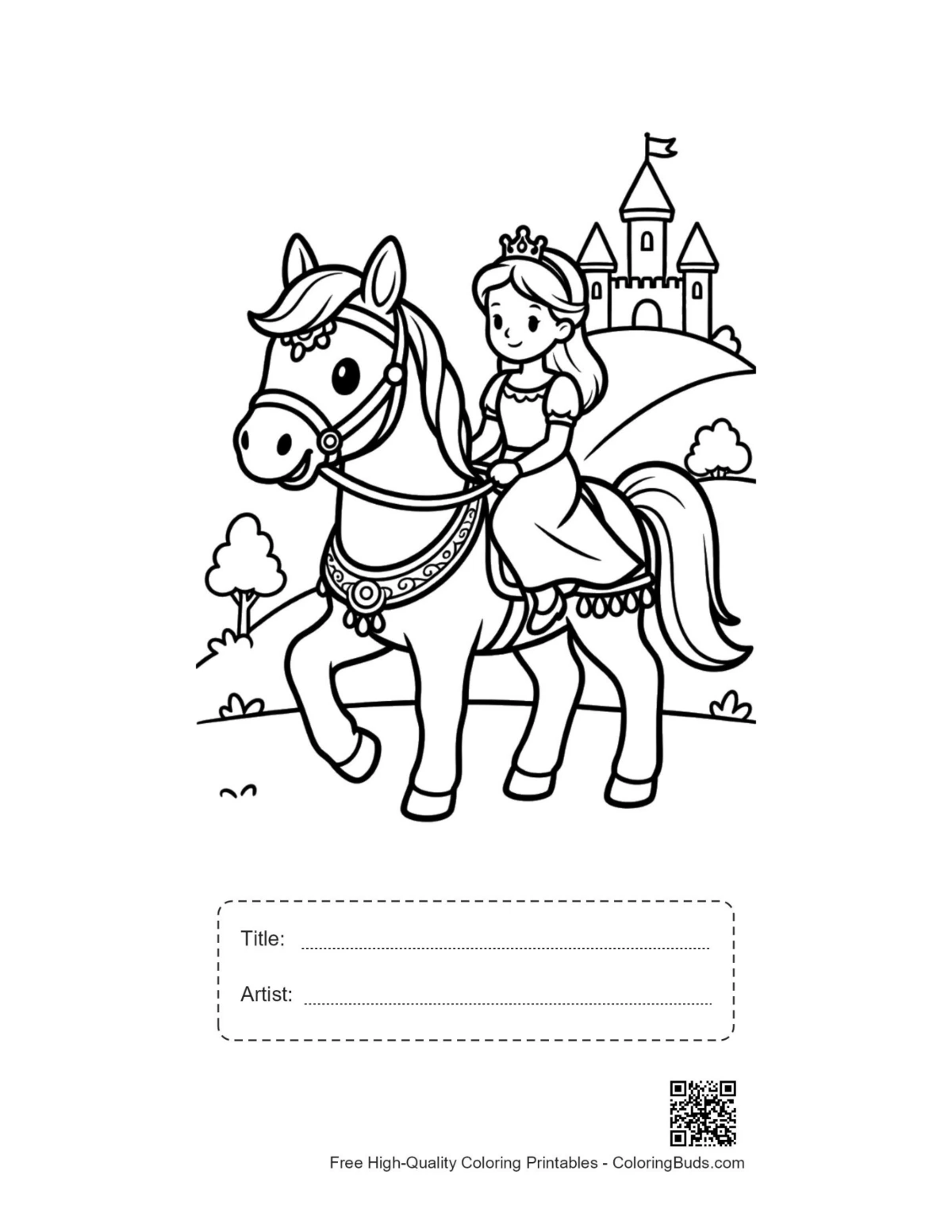 Cute race horse printable with title artist box