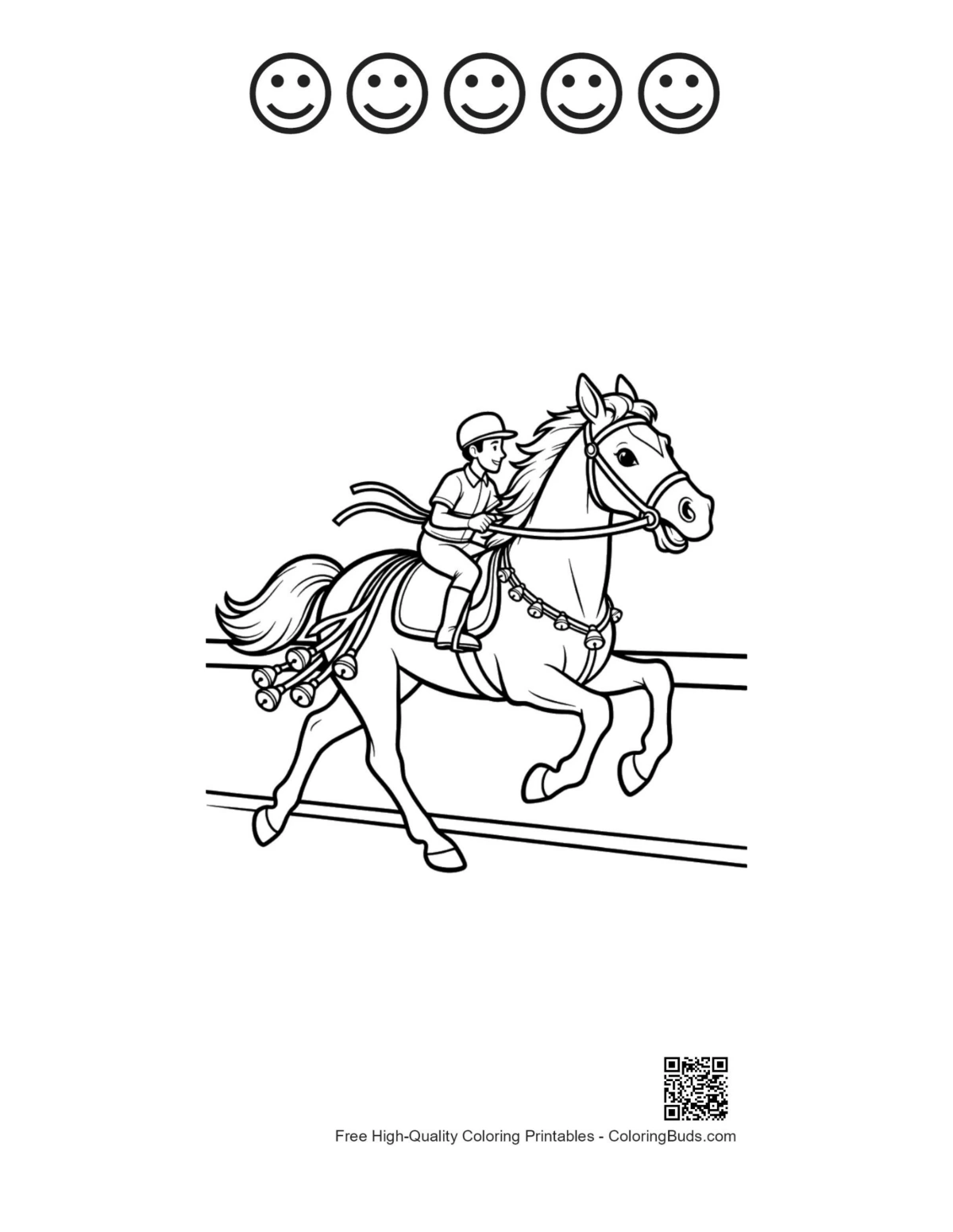 Race horse with happy faces printable