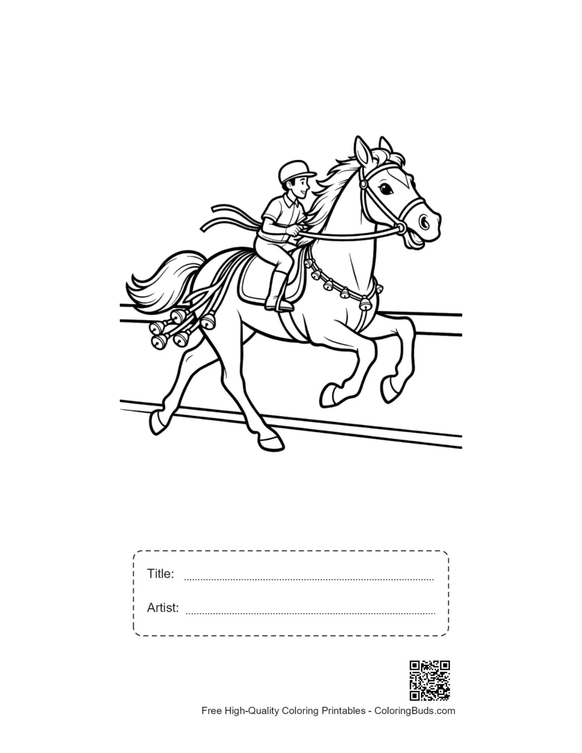 Race horse printable with title box