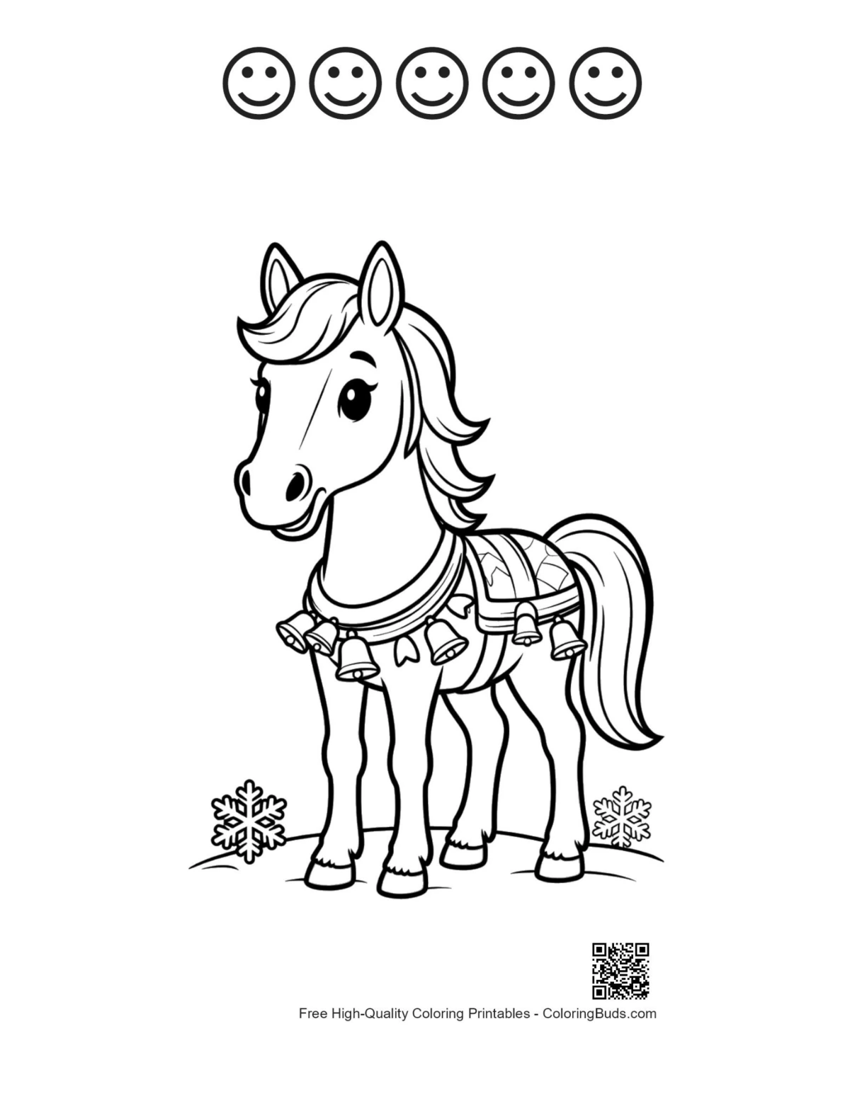 Fancy race horse 5 happy face outline printable