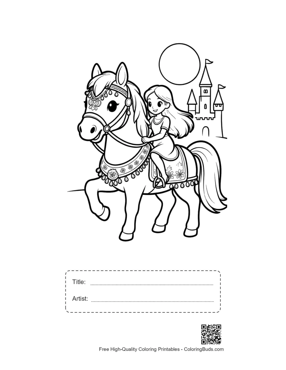 Printable race horse sheet with title box
