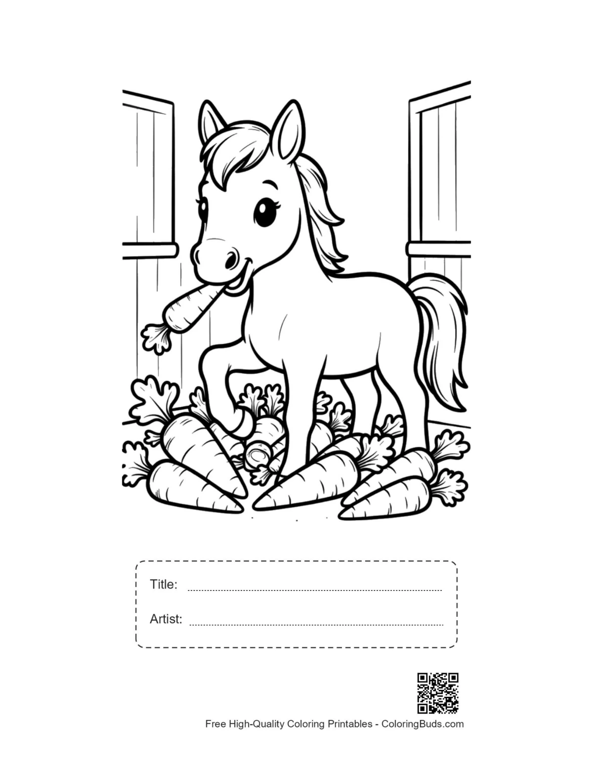 Race horse hay carrots printable with title artist box