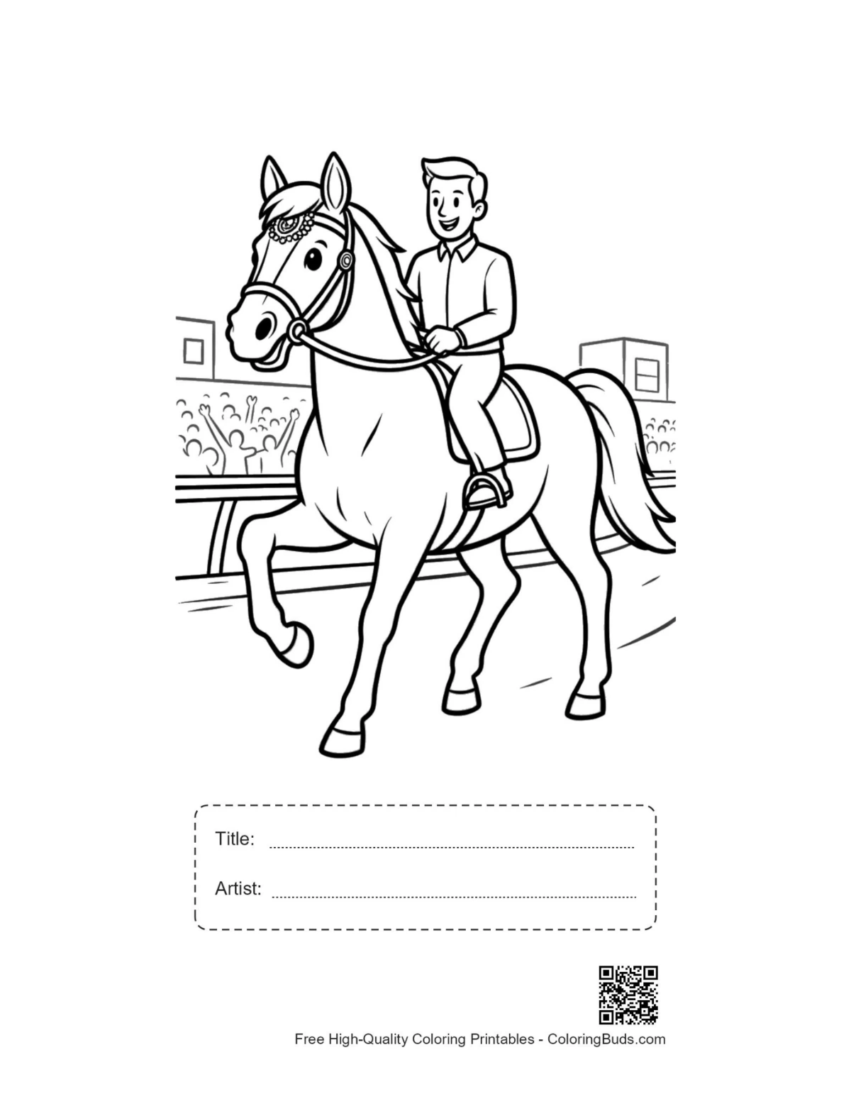 Race horse training printable with title and artist box