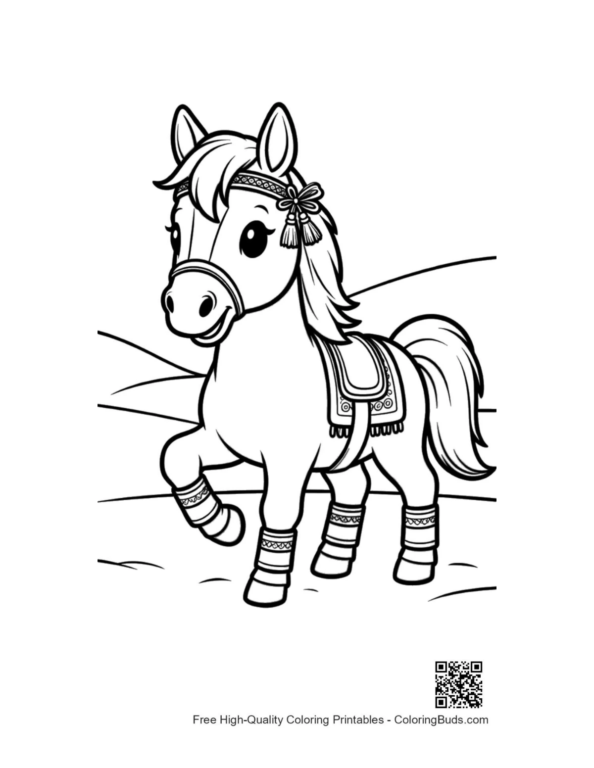 Race horse printable coloring page for kids
