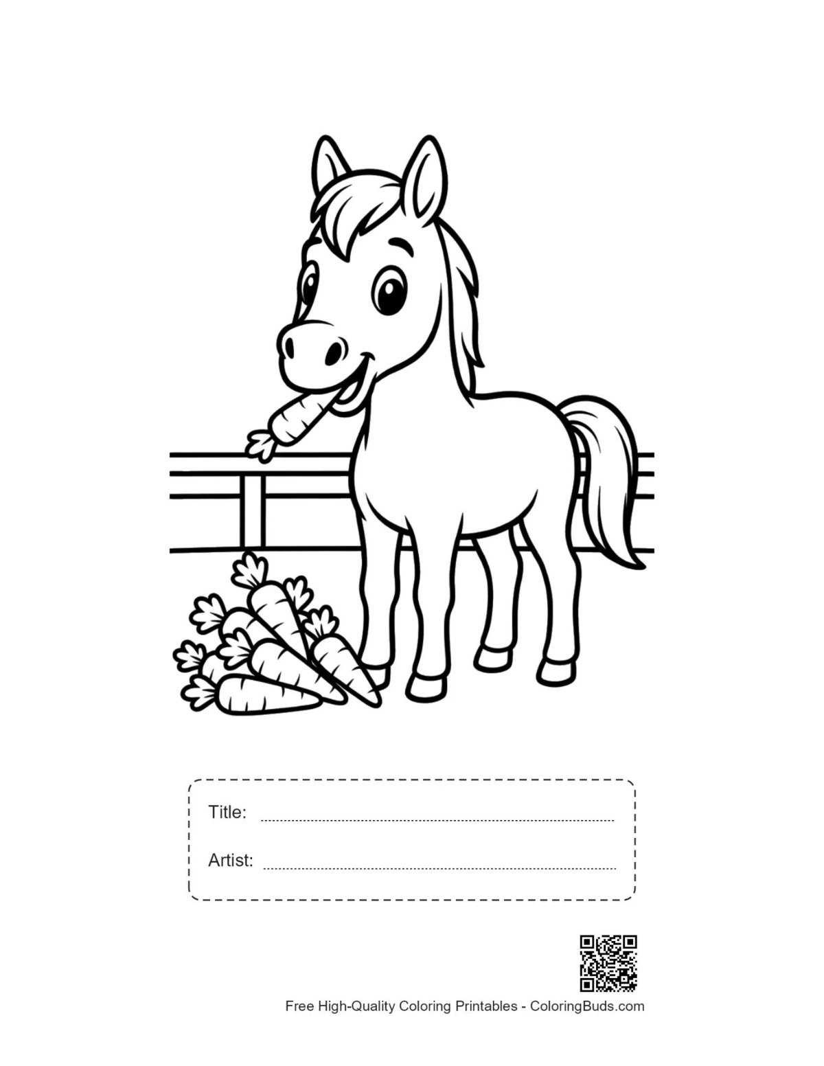 Race horse printable with title artist box