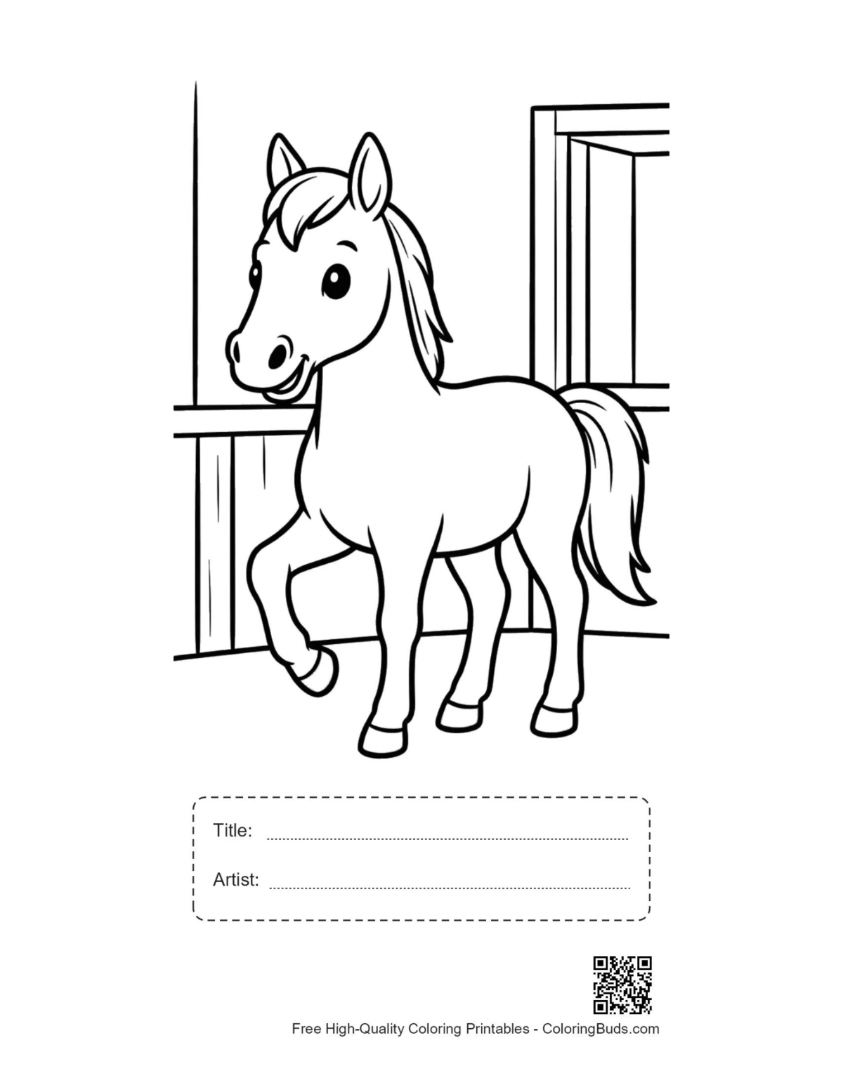 Race horse stable printable with title box