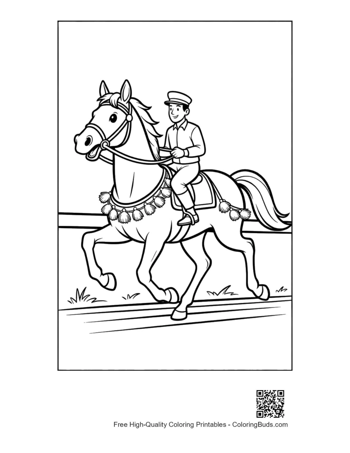 熟练骑师快速驰骋赛马可打印图