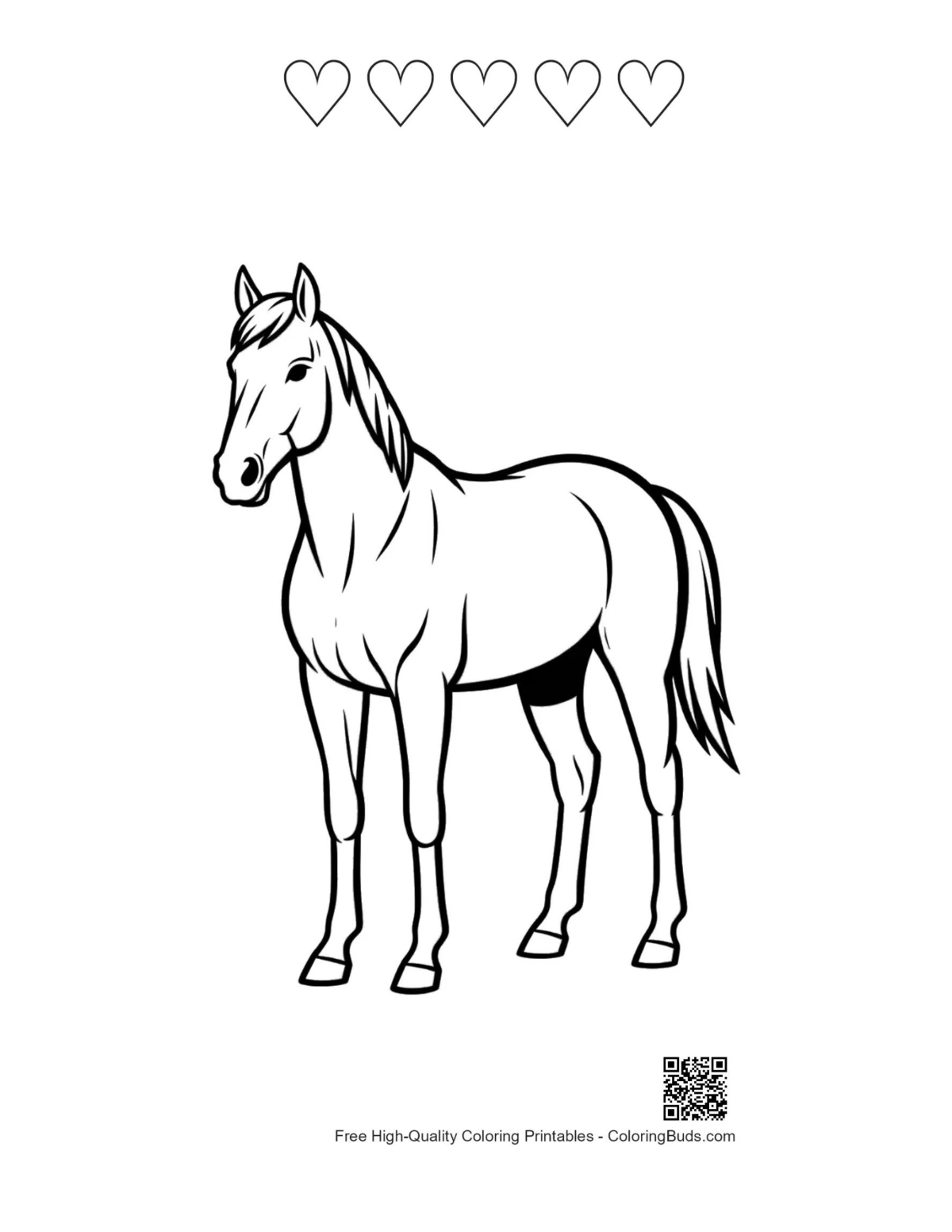 Racehorse printable with heart outlines