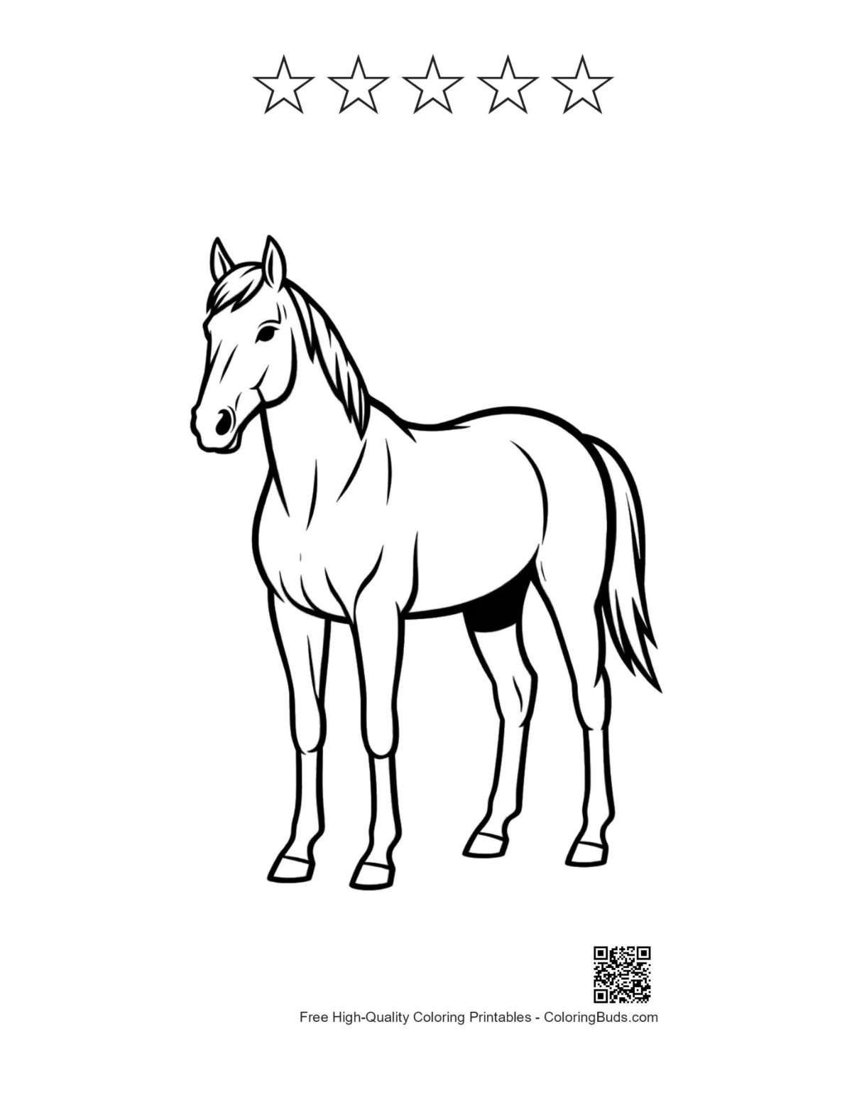 Racehorse printable with 5 stars