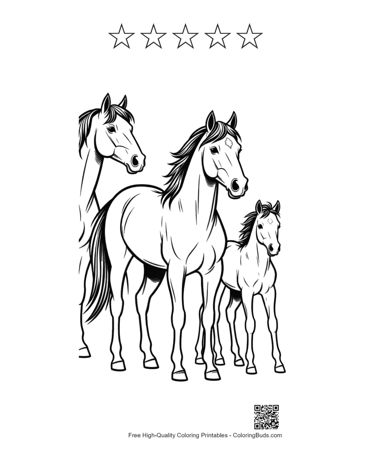 Racehorses lineup printable with 5 stars