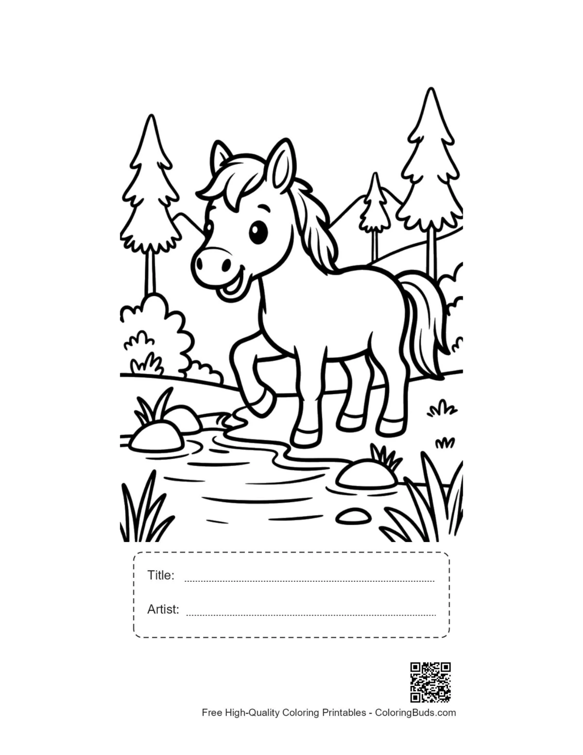 Baby wild horse scarf printable with title artist box