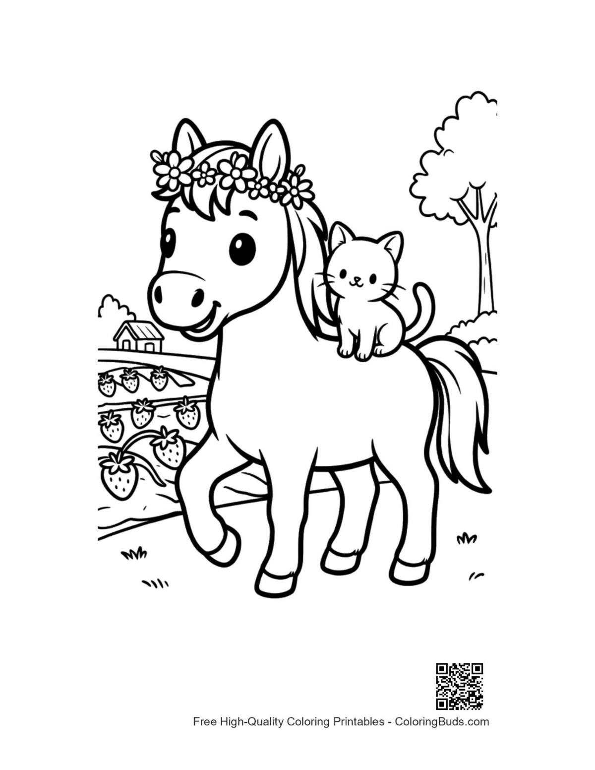 Cute wild horse printable coloring page