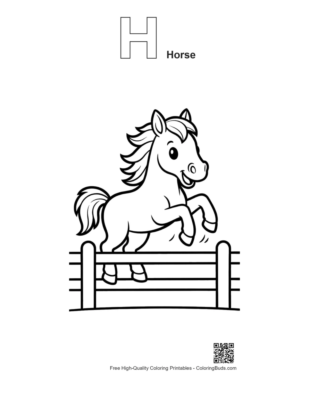 Wild horse outline in alphabet H shape