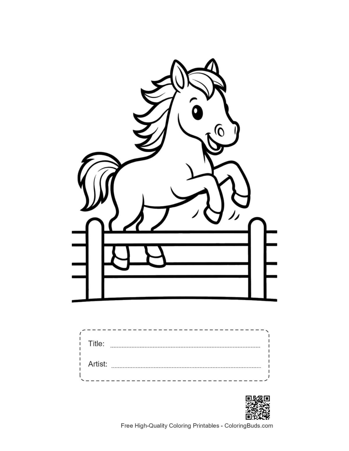 Cute wild horse printable with title box