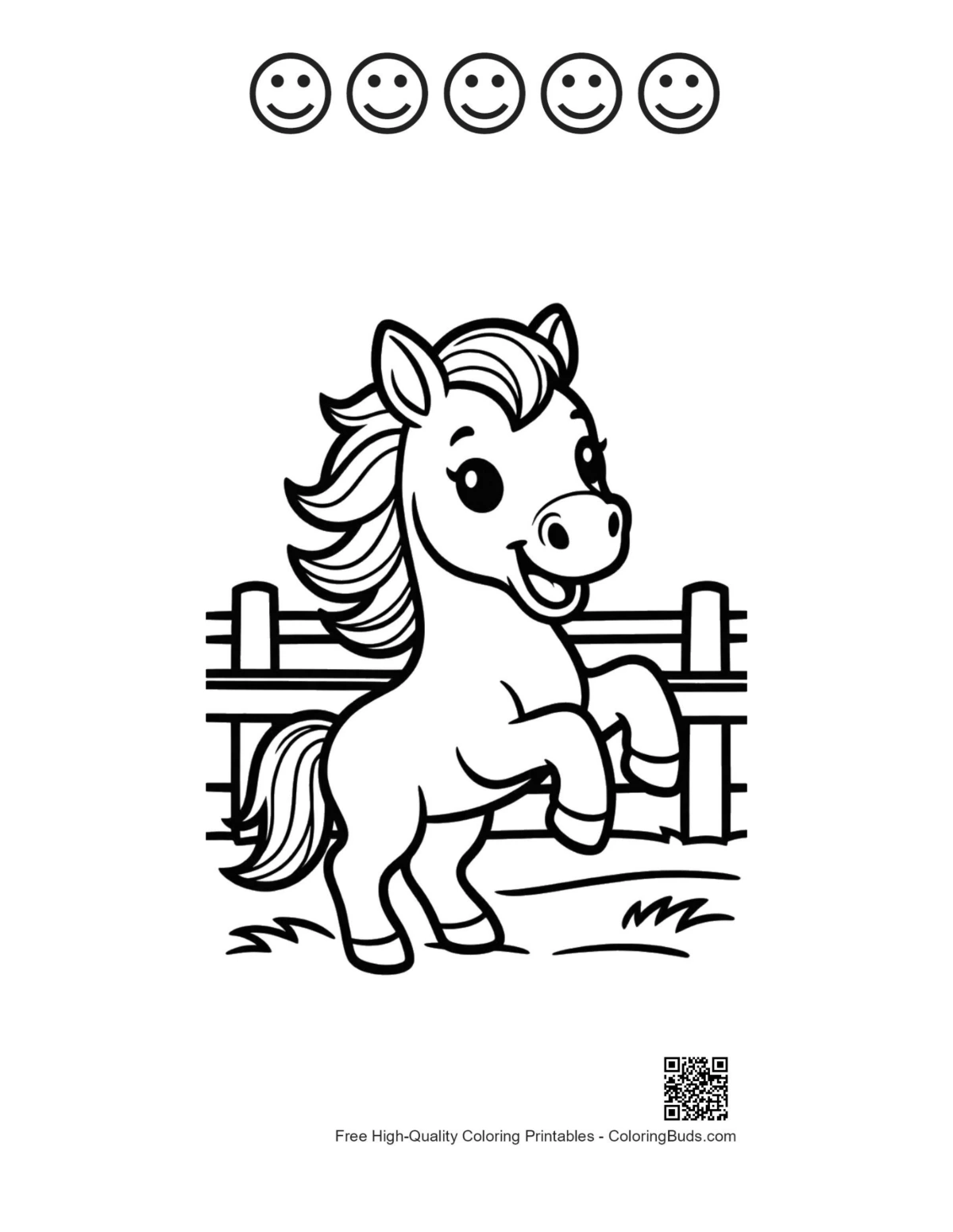 Wild horse printable with happy faces