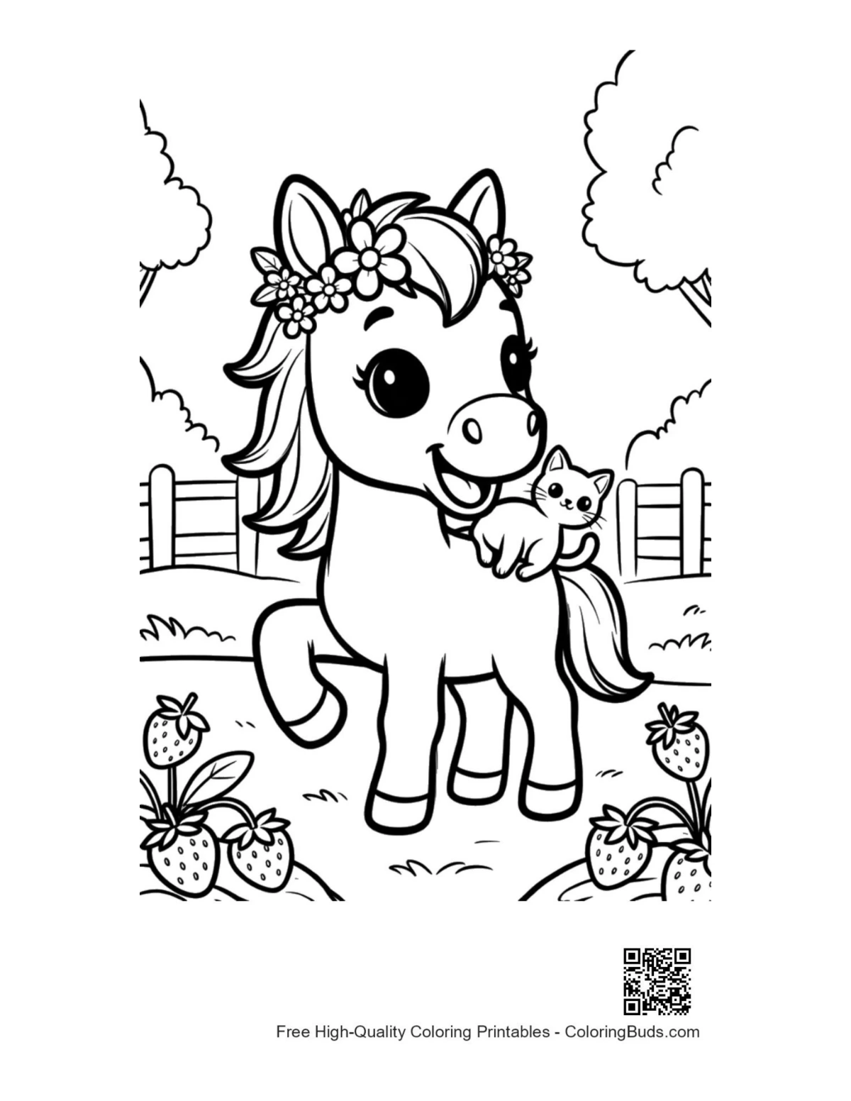 Easy wild horse printable coloring page