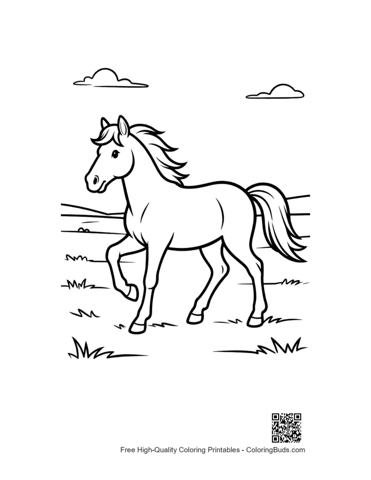 Graceful wild horse grazing peacefully countryside printable