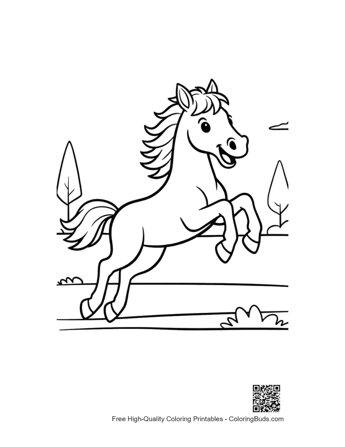 Wild horse foal explorer coloring page printable