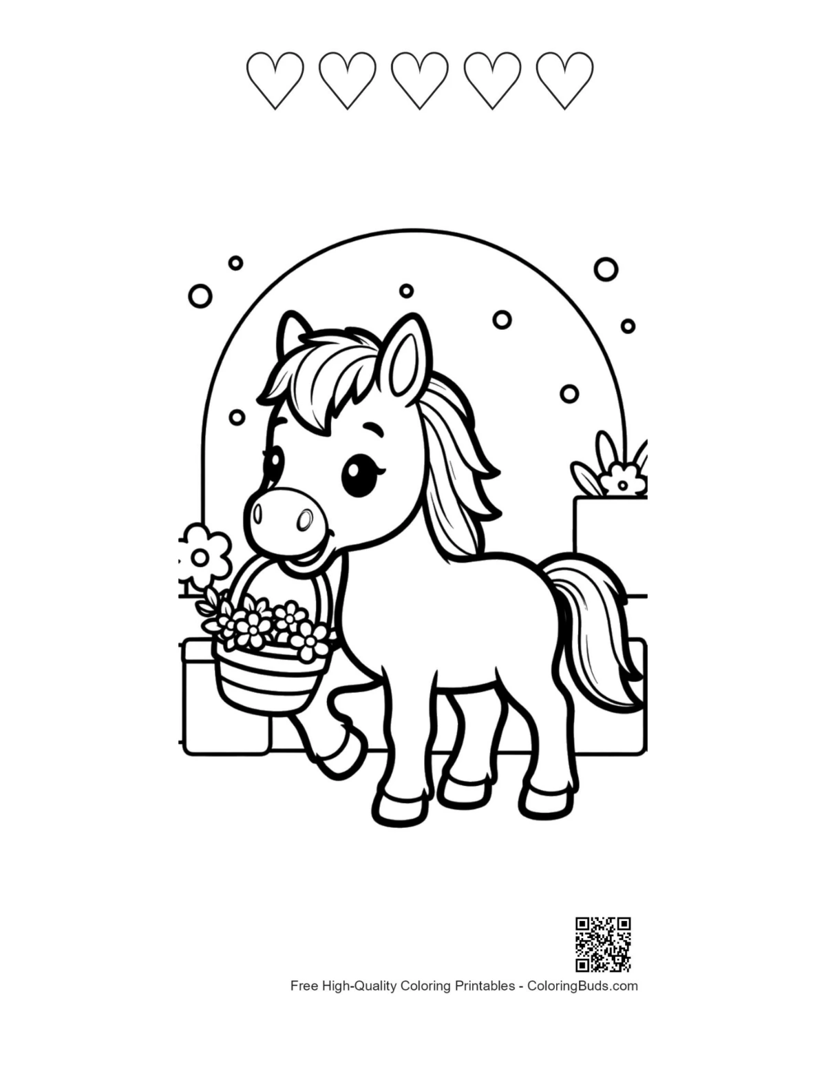 Toy car wild horse printable with heart outlines