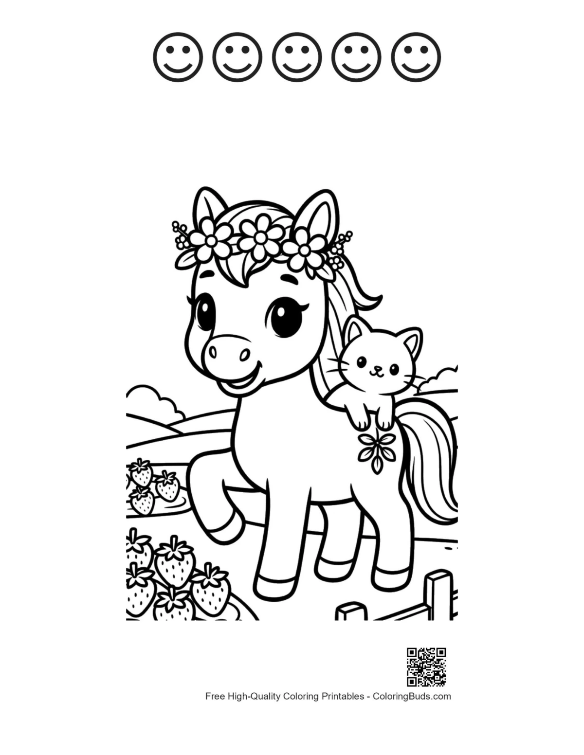 Wild horse printable with happy faces