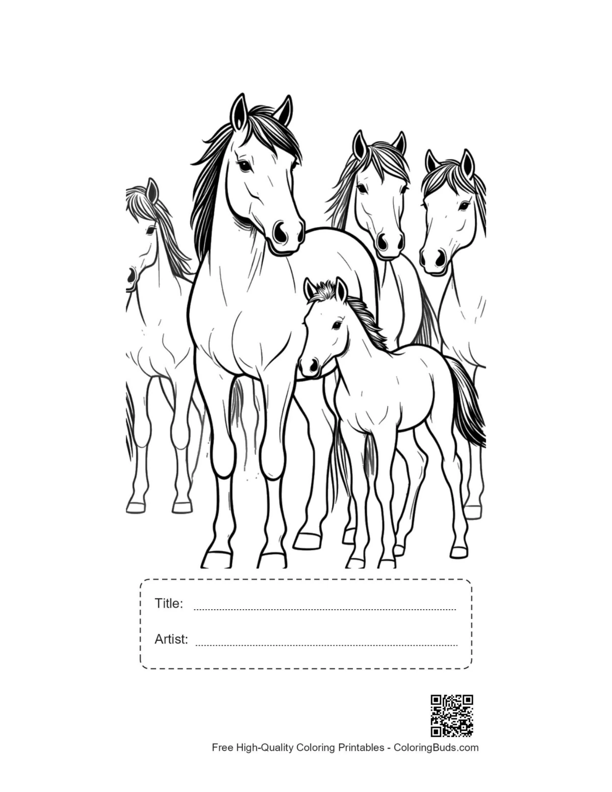 Wild Horse Family printable with title box