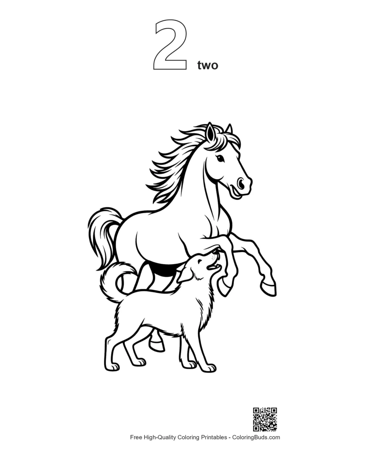 Numbered wild horse coloring page 2