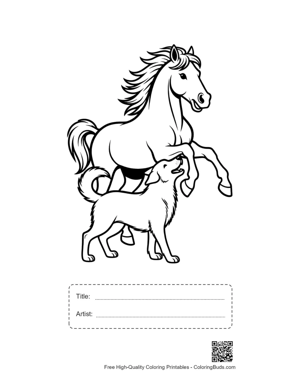 Wild horse printable with title box