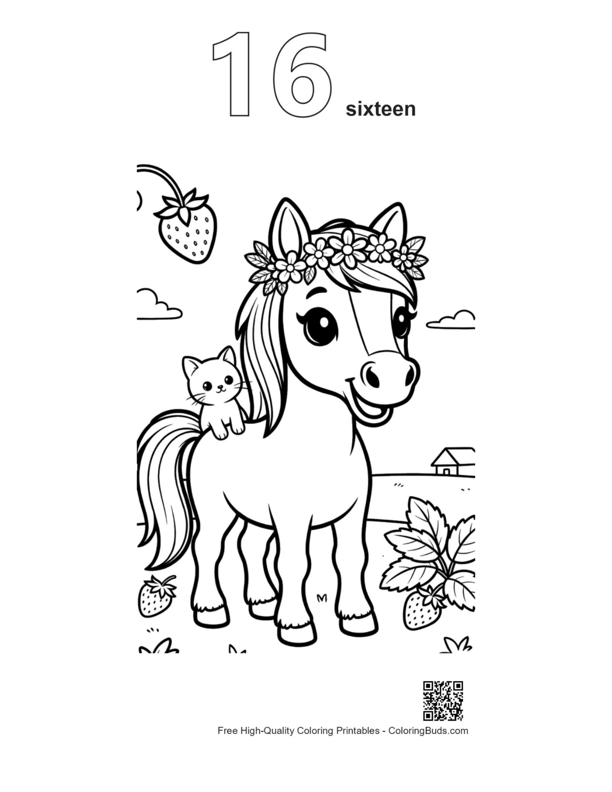 Wild horse coloring page outline number 16
