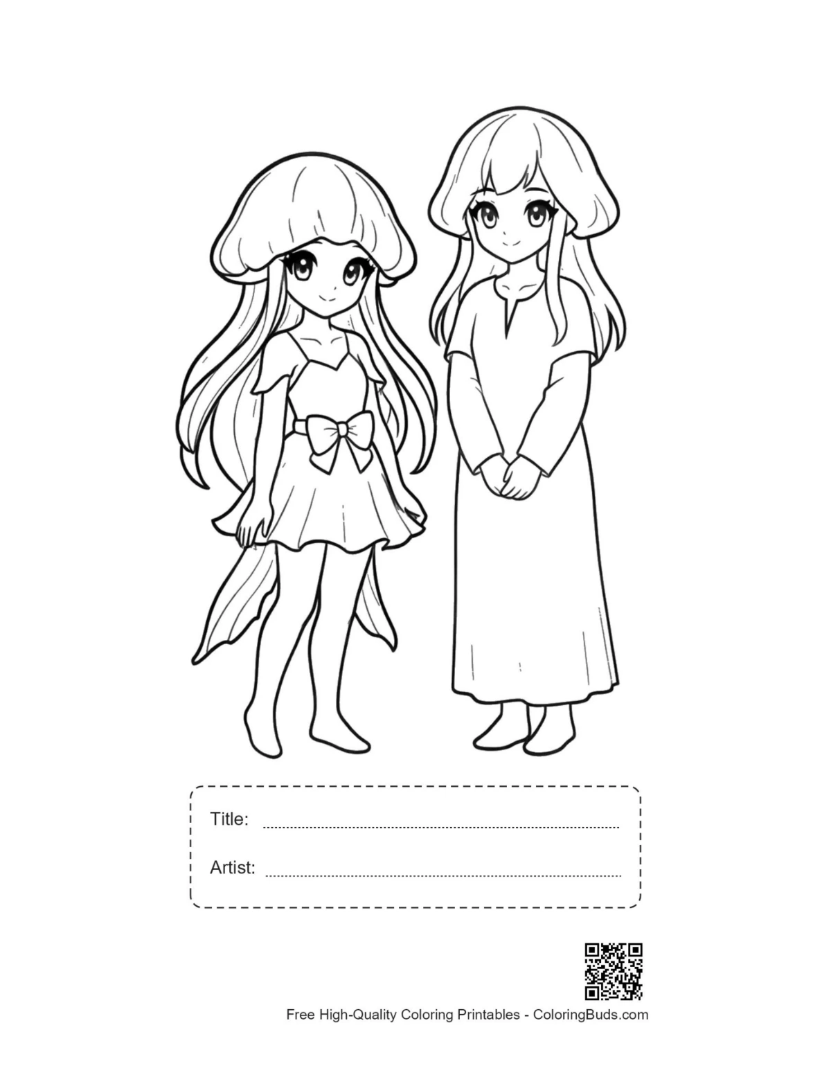 Printable cute Moon Jellyfish girls with title box