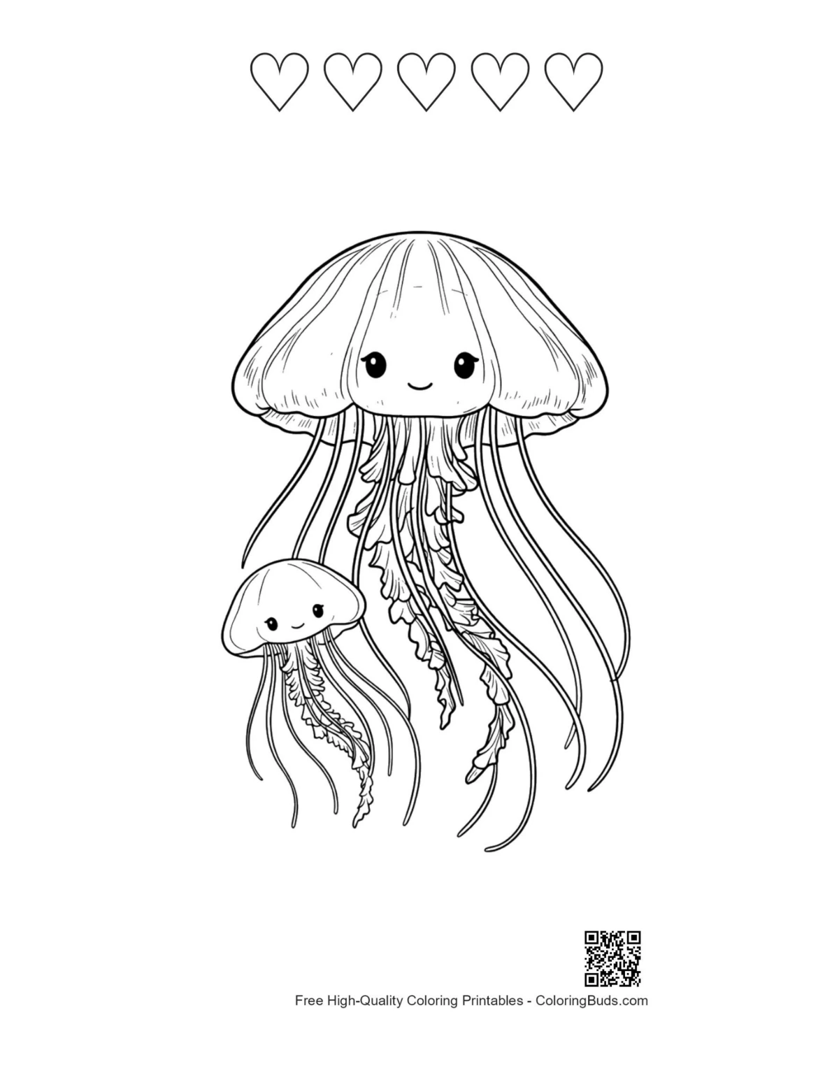 Moon Jellyfish mom baby with heart outline print