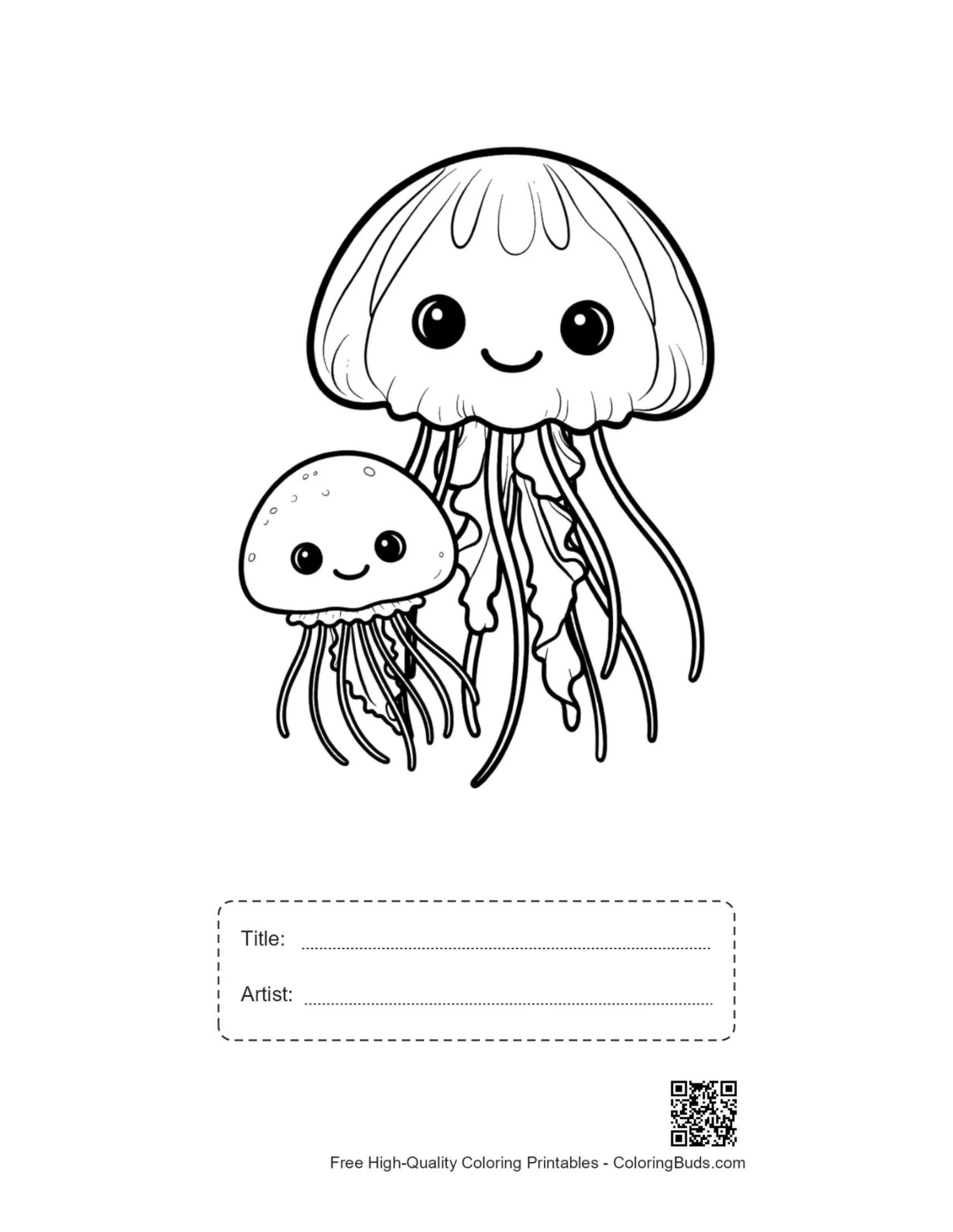 Printable moon jellyfish with title artist box