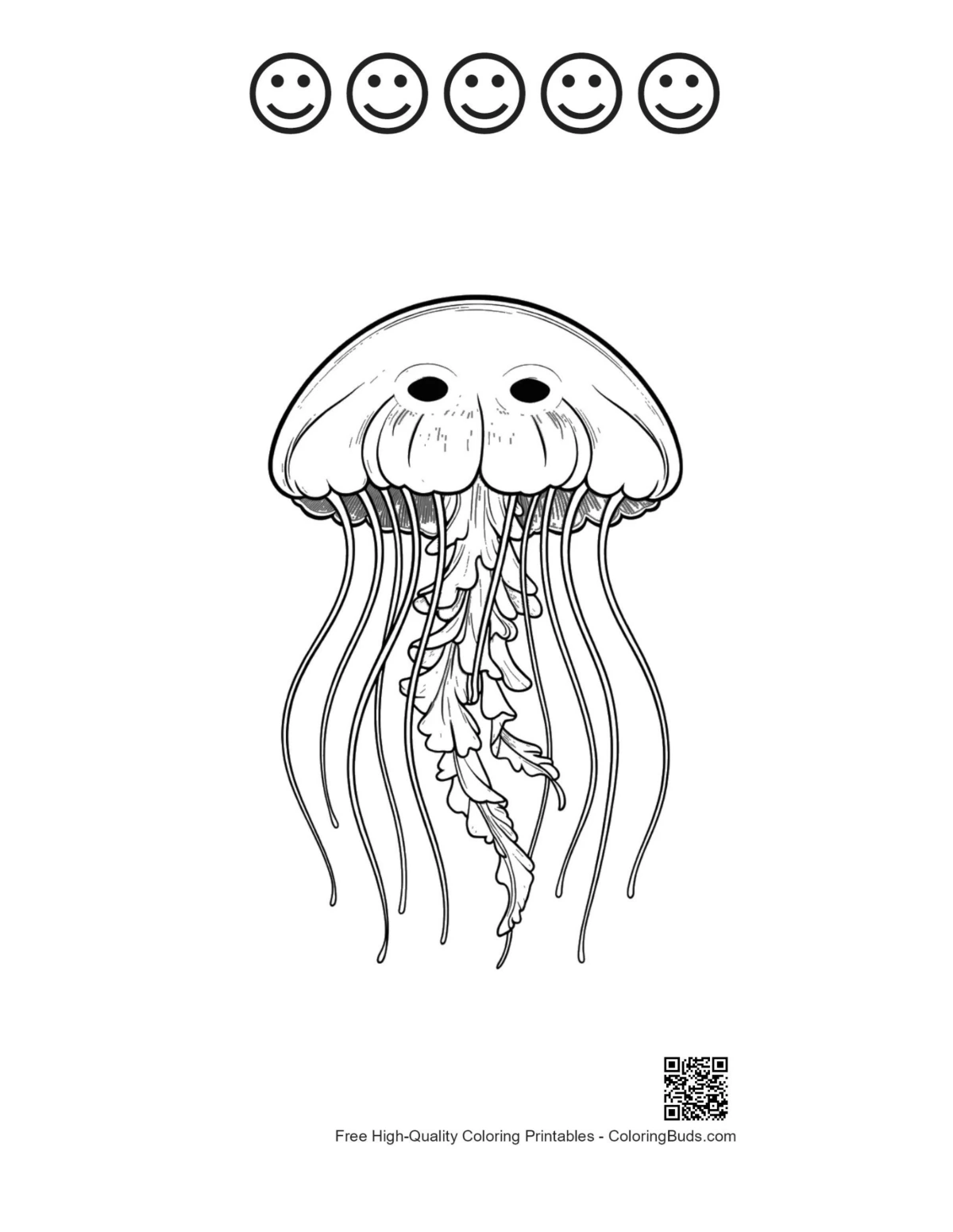 Moon Jellyfish with happy faces printable
