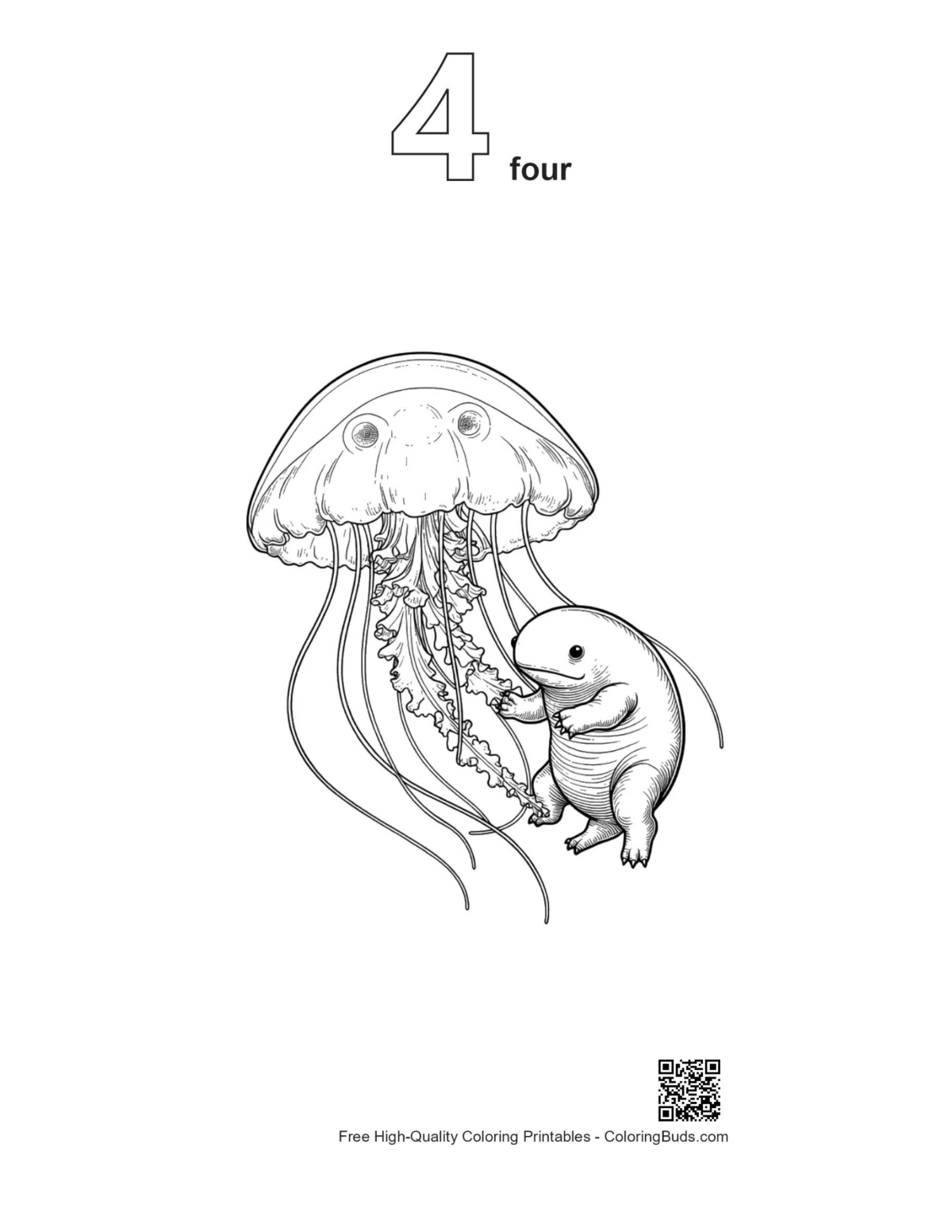 Moon Jellyfish coloring page outline #4