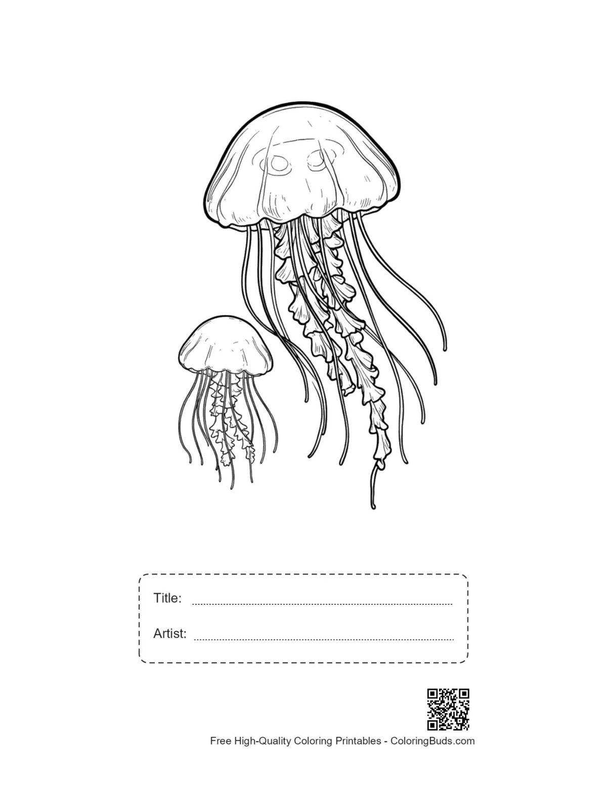 Graceful Moon Jellyfish printable with title box