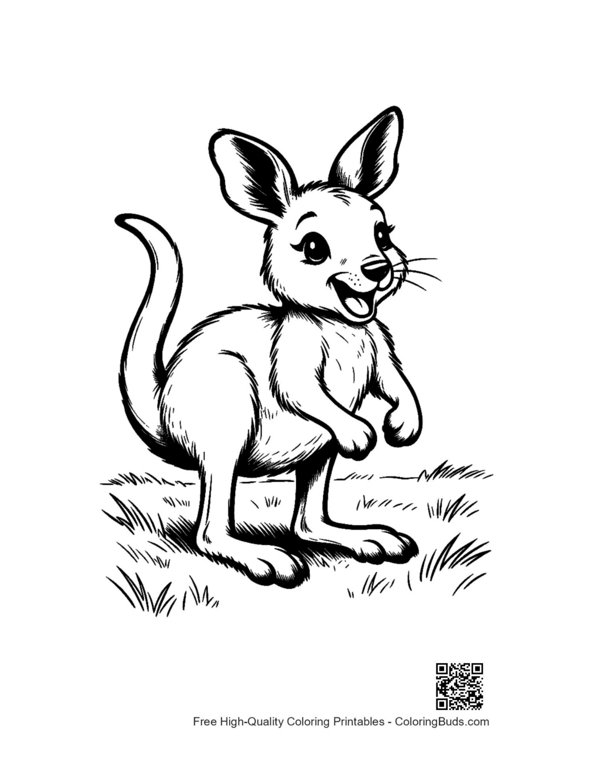 Happy baby joey standing on grass printable