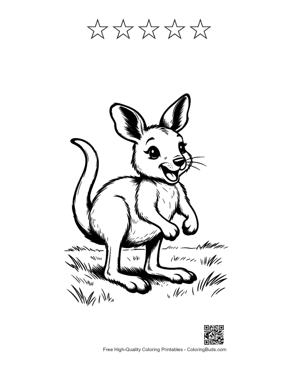 Joey grass printable with 5 star outlines