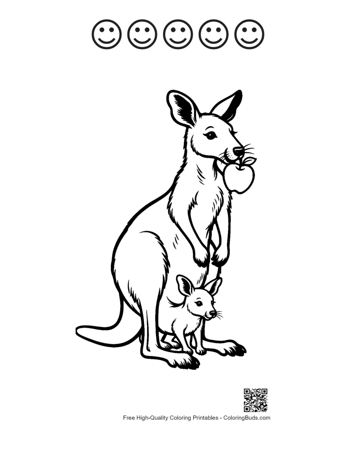 Joey in pouch apple printable 5 happy faces