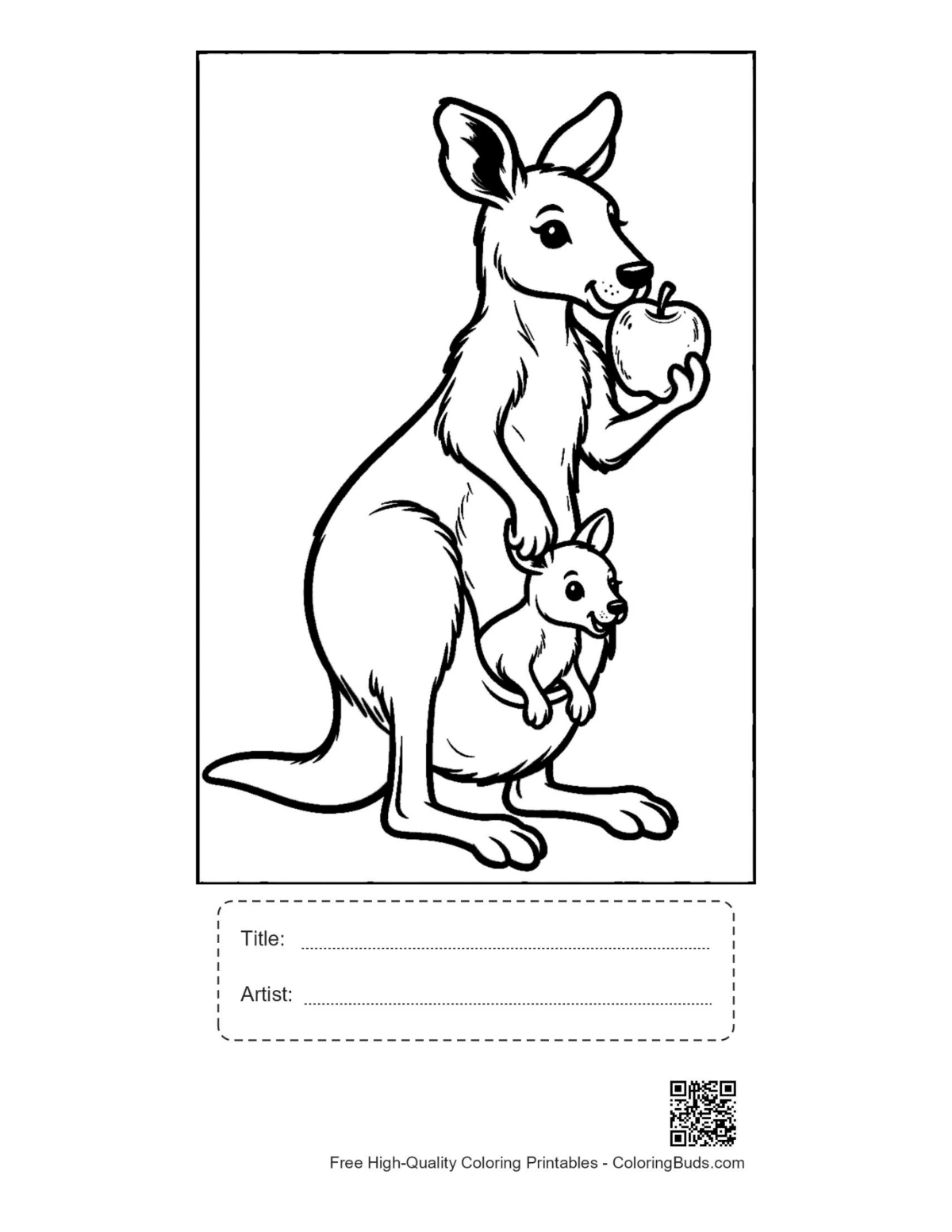 Kangaroo mom fruit joey printable with title artist box