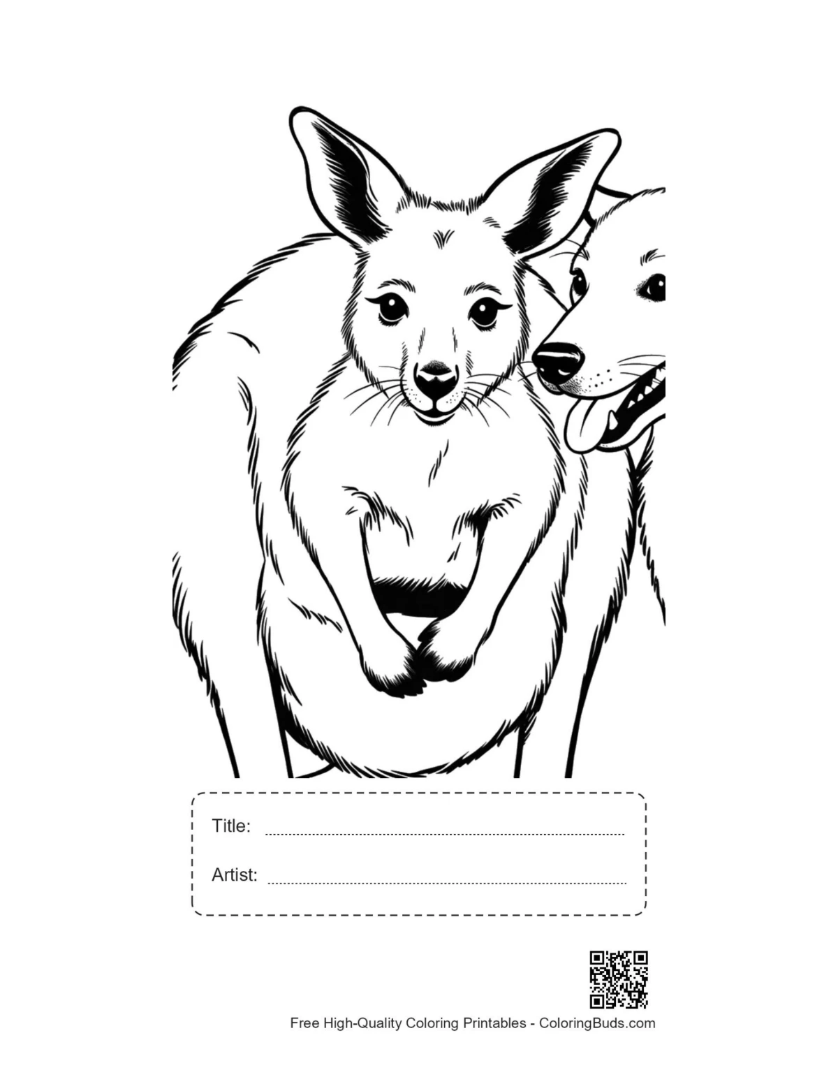 Kangaroo mom joey pouch dog printable with title box