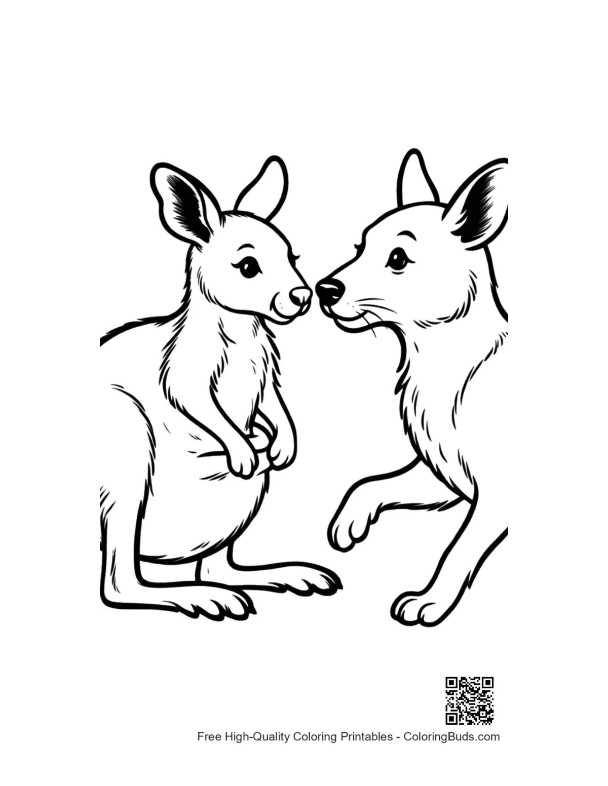 Mother kangaroo with joey in pouch coloring page